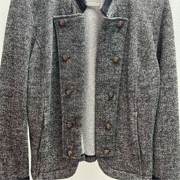 Tommy Hilfiger Black Marled open Front Military Sweatshirt Jacket Large - Picture 2 of 11